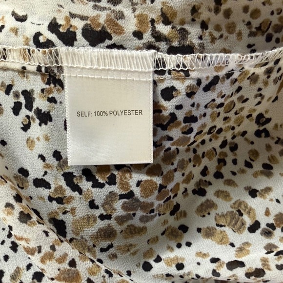 Rose + Olive Animal Print Smocked Peplum Blouse Brown Tan Small - Picture 8 of 10